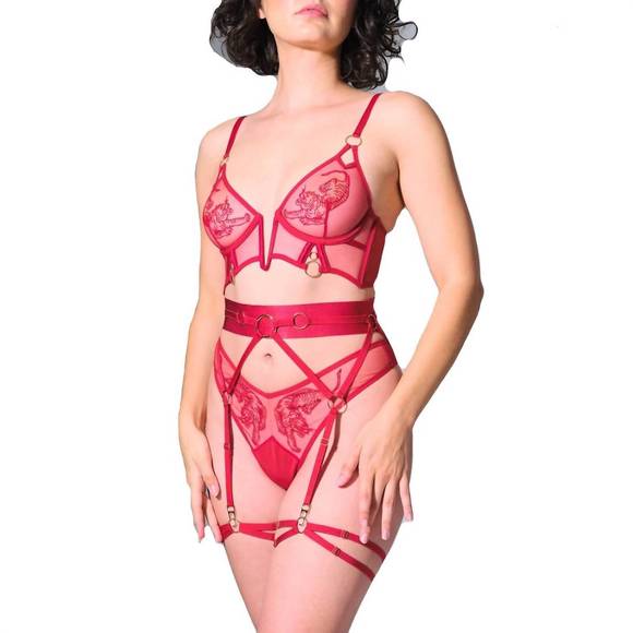 NEW THISTLE AND SPIRE paramount garter 311753 in crimson - Picture 1 of 1